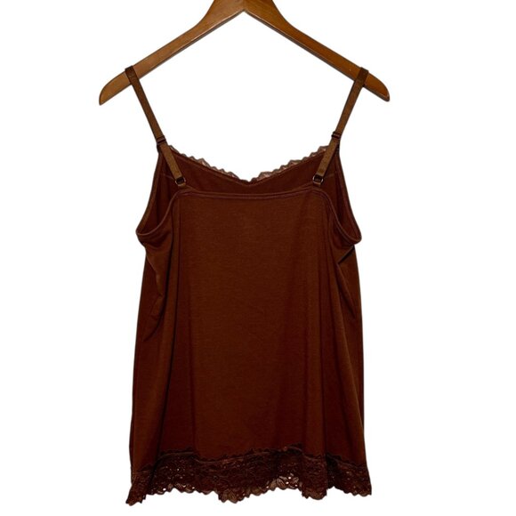 Cato Brown Lace Trim Cami Stretchy Undershirt Classic Capsule Lightweight 14/16W - Picture 2 of 8